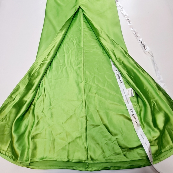 Khanums X Revolve Halter Gown With Slit in Pear Green - Picture 3 of 16